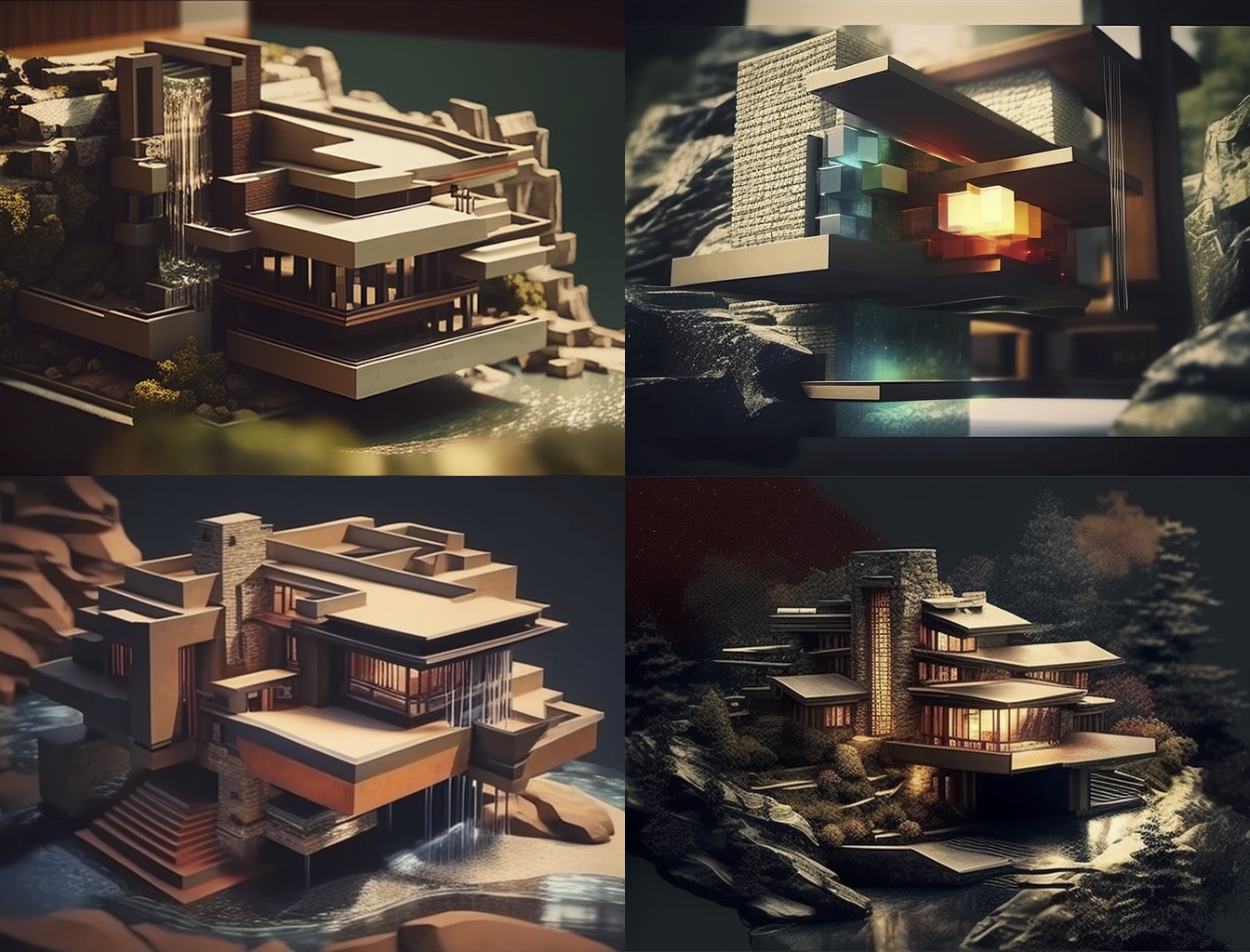 Renderman abstract graphic of Frank Lloyd Wright Falling Water  224eaae2 dca2 46fb 9934 82b27dabf1cd
