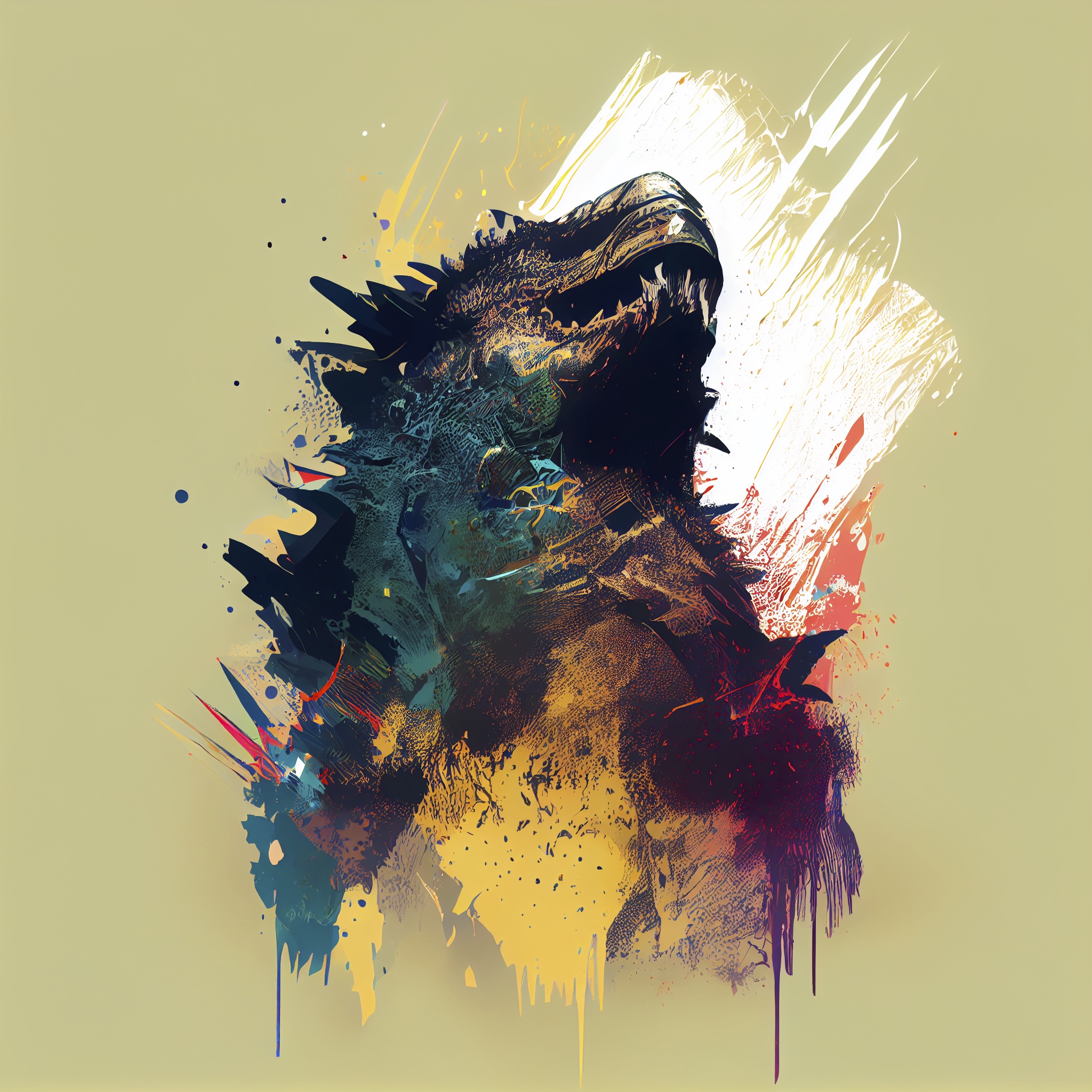 Renderman abstract graphic of godzilla in muted colors 0ad467f8 add0 407c ba5c 8296f3fc2bbf