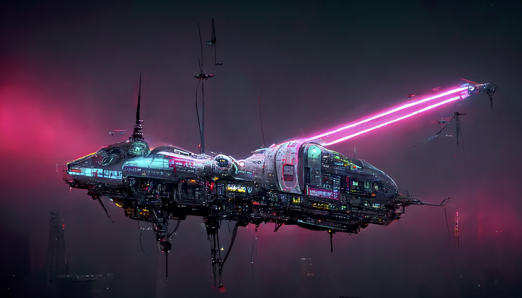 Renderman cyberpunk starship bd8fbca5 af2d 45b2 8904 cf407e183b88