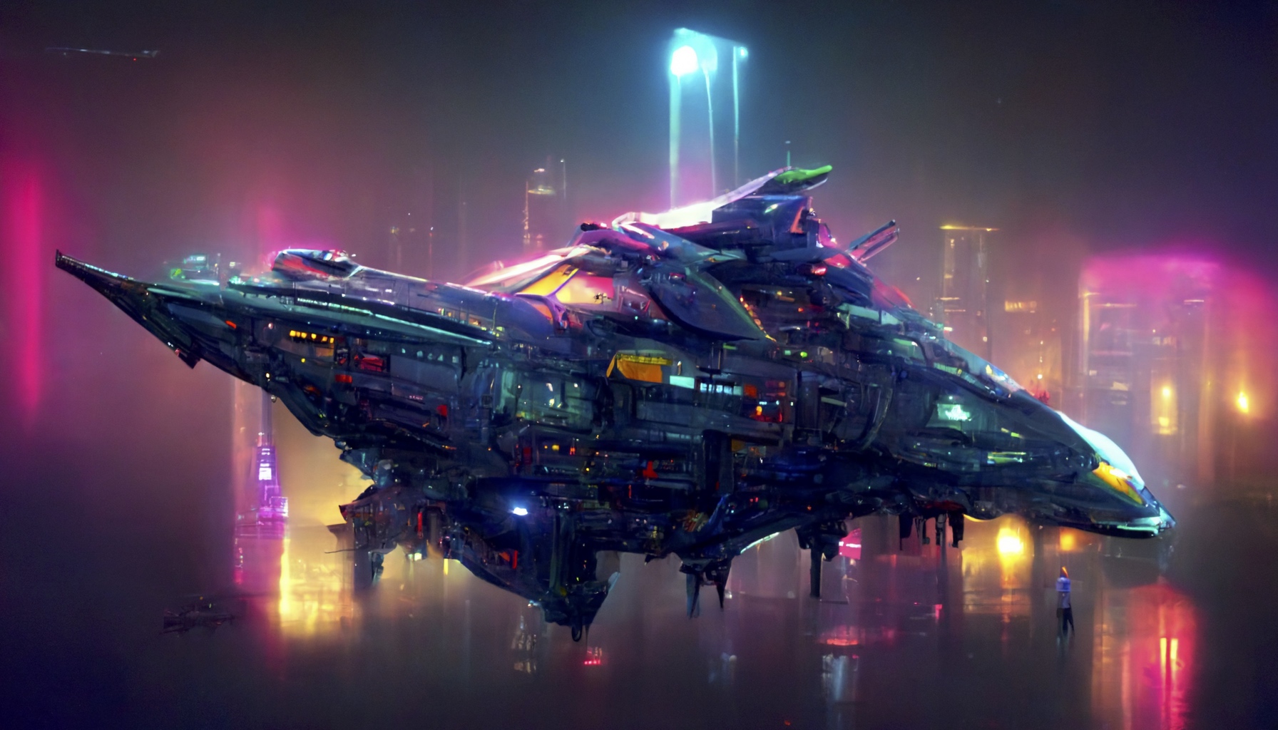 Renderman cyberpunk starship crystal highly detailed 8029eb9f fbda 461b bdb4 2cc018a42139