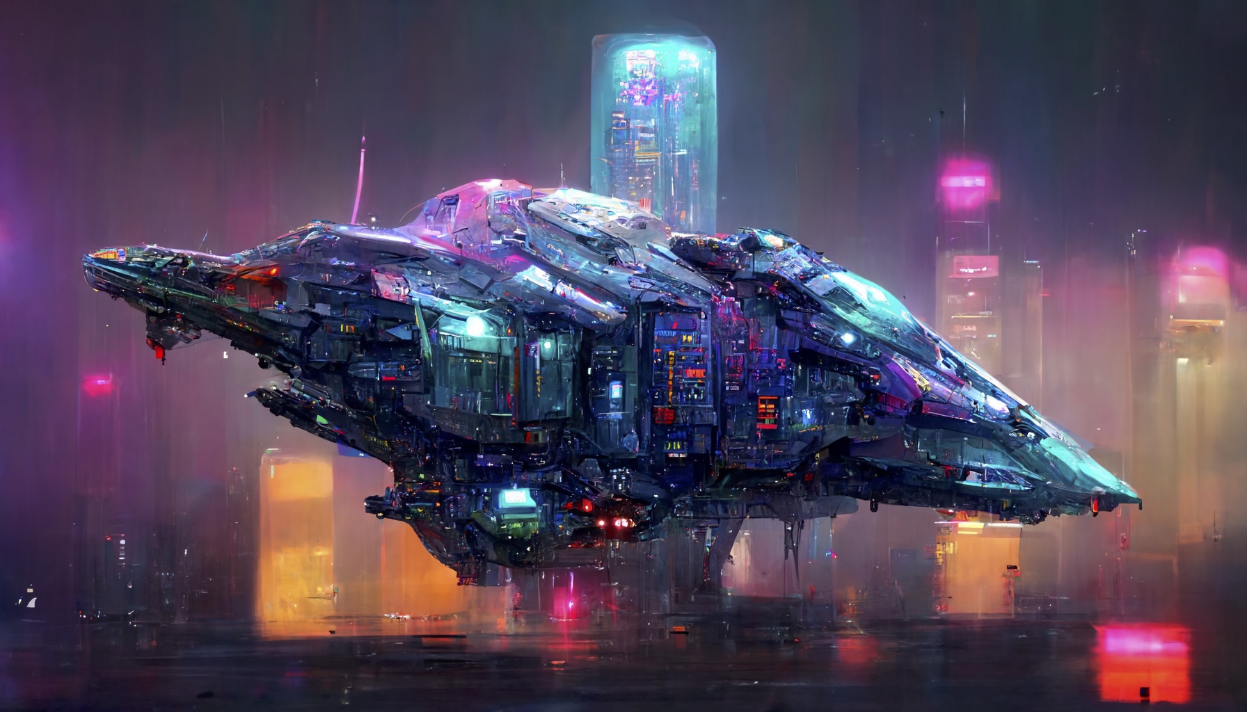 Renderman cyberpunk starship crystal highly detailed e41811ef e23d 4871 868d 61bcf3e880c7