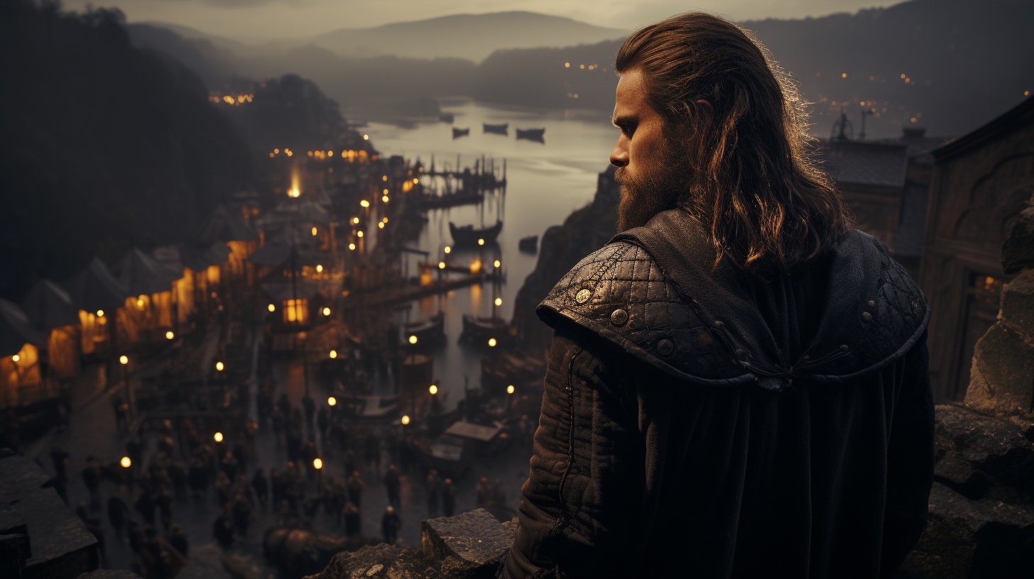 Renderman A band of vikings overlook a harbor from atop a hil 8362b489 1695 40d3 9fc3 e5af709b0313 2