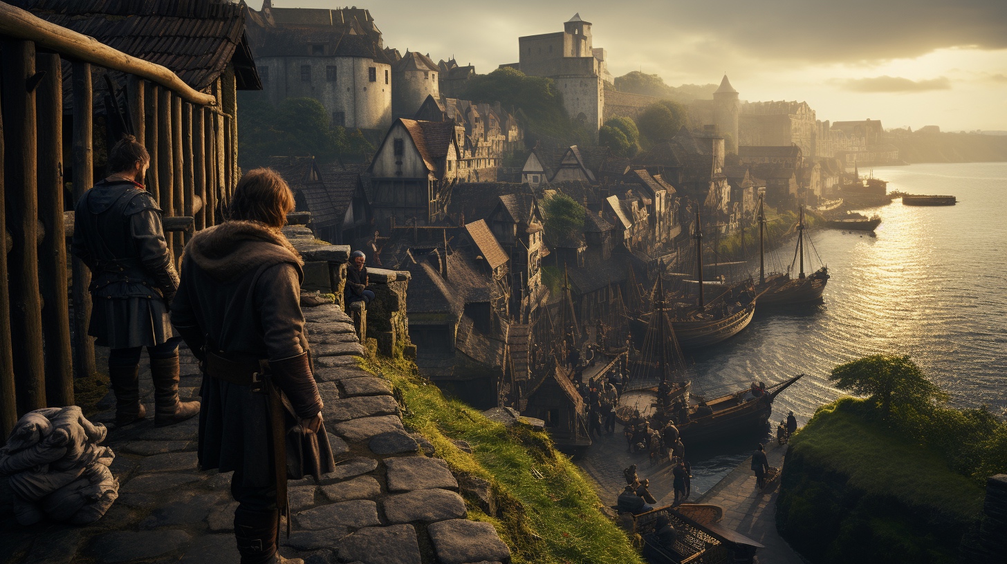 Renderman A band of vikings overlook a harbor from atop a hil 8362b489 1695 40d3 9fc3 e5af709b0313 3