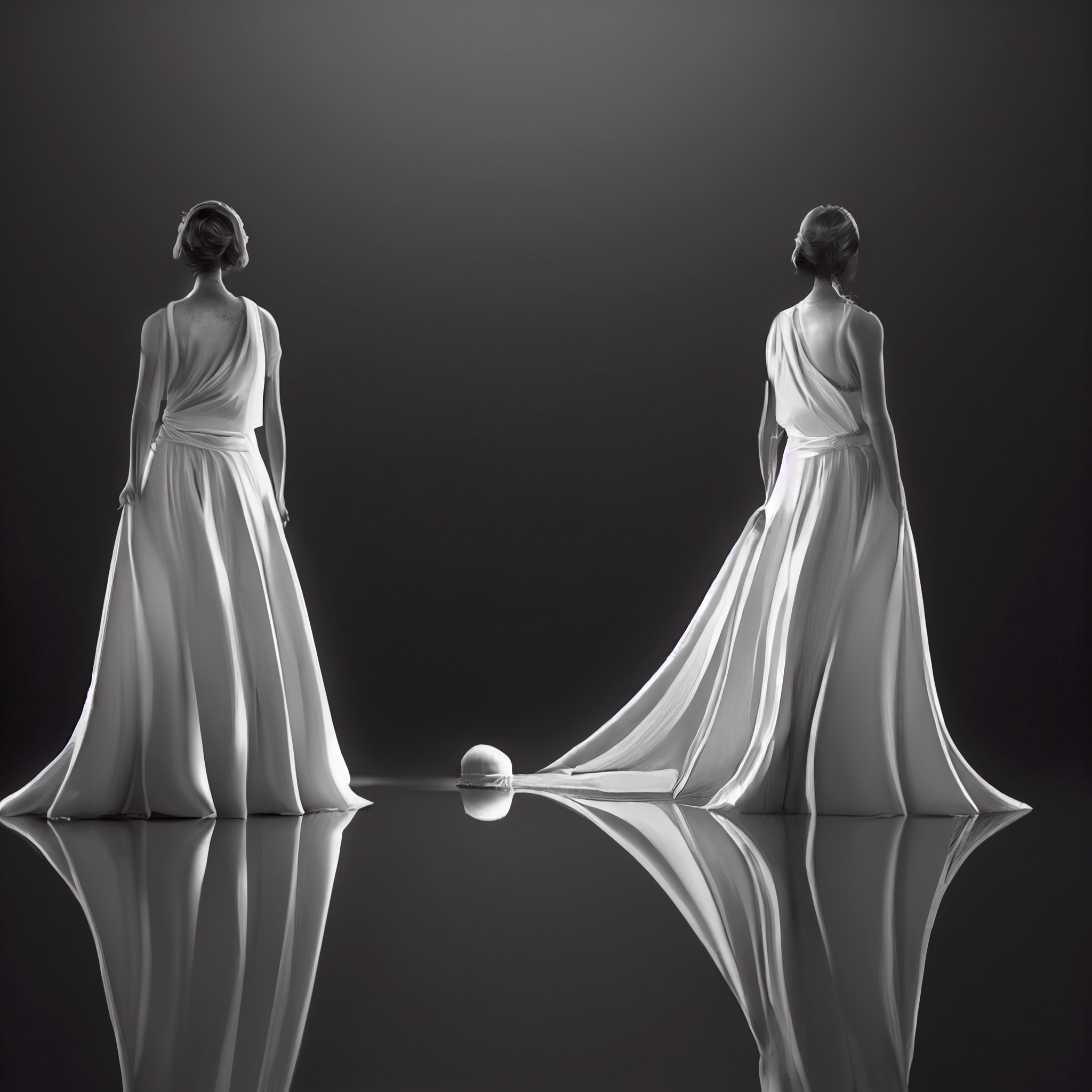 Renderman A beautiful woman in a white dress standing between e6bdb8b3 c112 4cfa b42d 1e77da9d9092 0