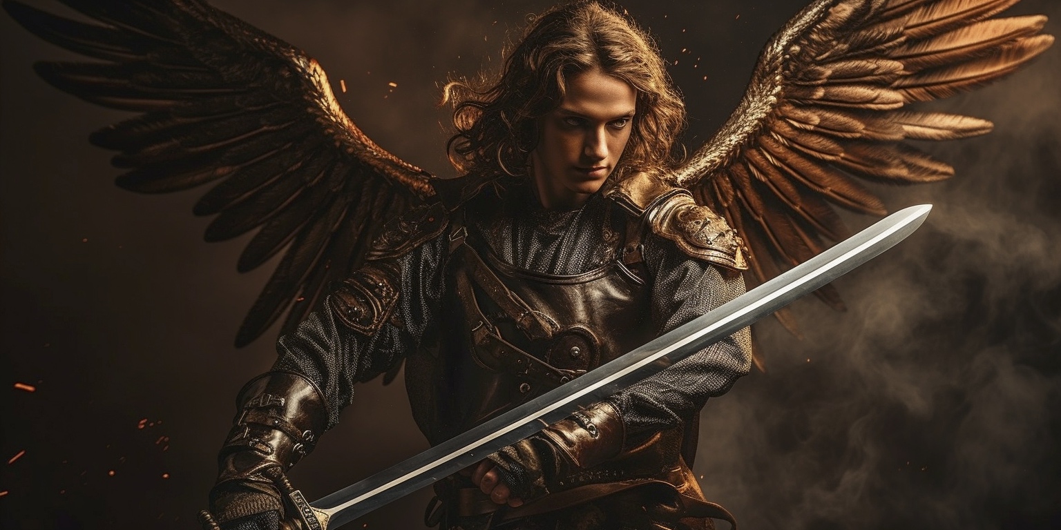 Renderman A cinematic pose of the archangel Michael locked in 627783aa 70b0 47a1 98af 36dffa56129a 2