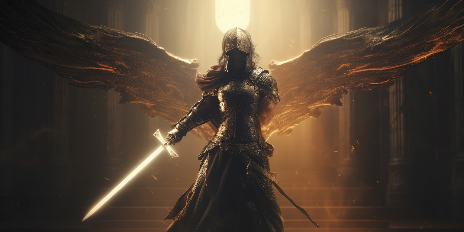 Renderman A cinematic pose of the archangel Michael locked in 627783aa 70b0 47a1 98af 36dffa56129a 3