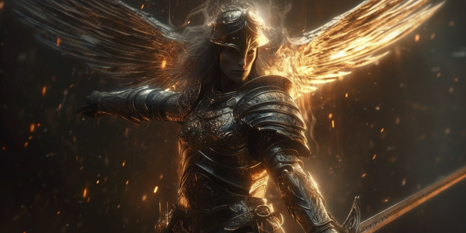 Renderman A cinematic pose of the archangel Michael locked in a18d2153 193c 49be af32 f6deb6bb55f3 0