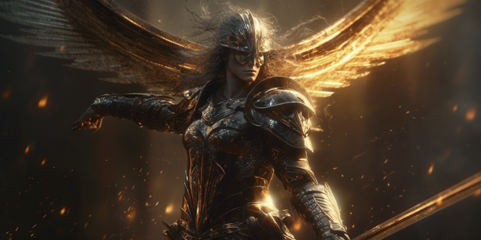 Renderman A cinematic pose of the archangel Michael locked in a18d2153 193c 49be af32 f6deb6bb55f3 2