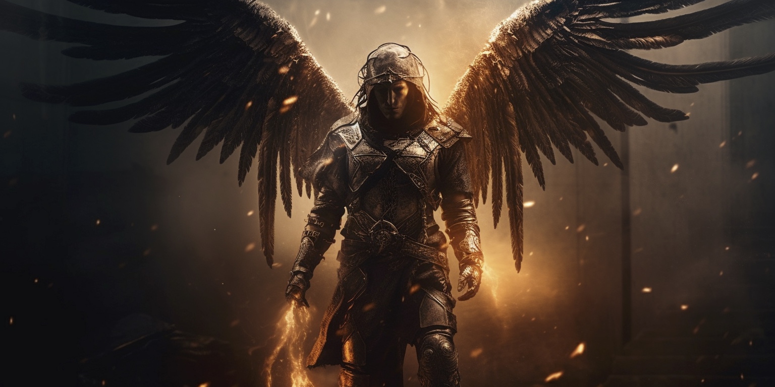 Renderman A cinematic pose of the archangel Michael locked in be77a9c5 3cf6 4136 926f bc83bbdfdfa1 2