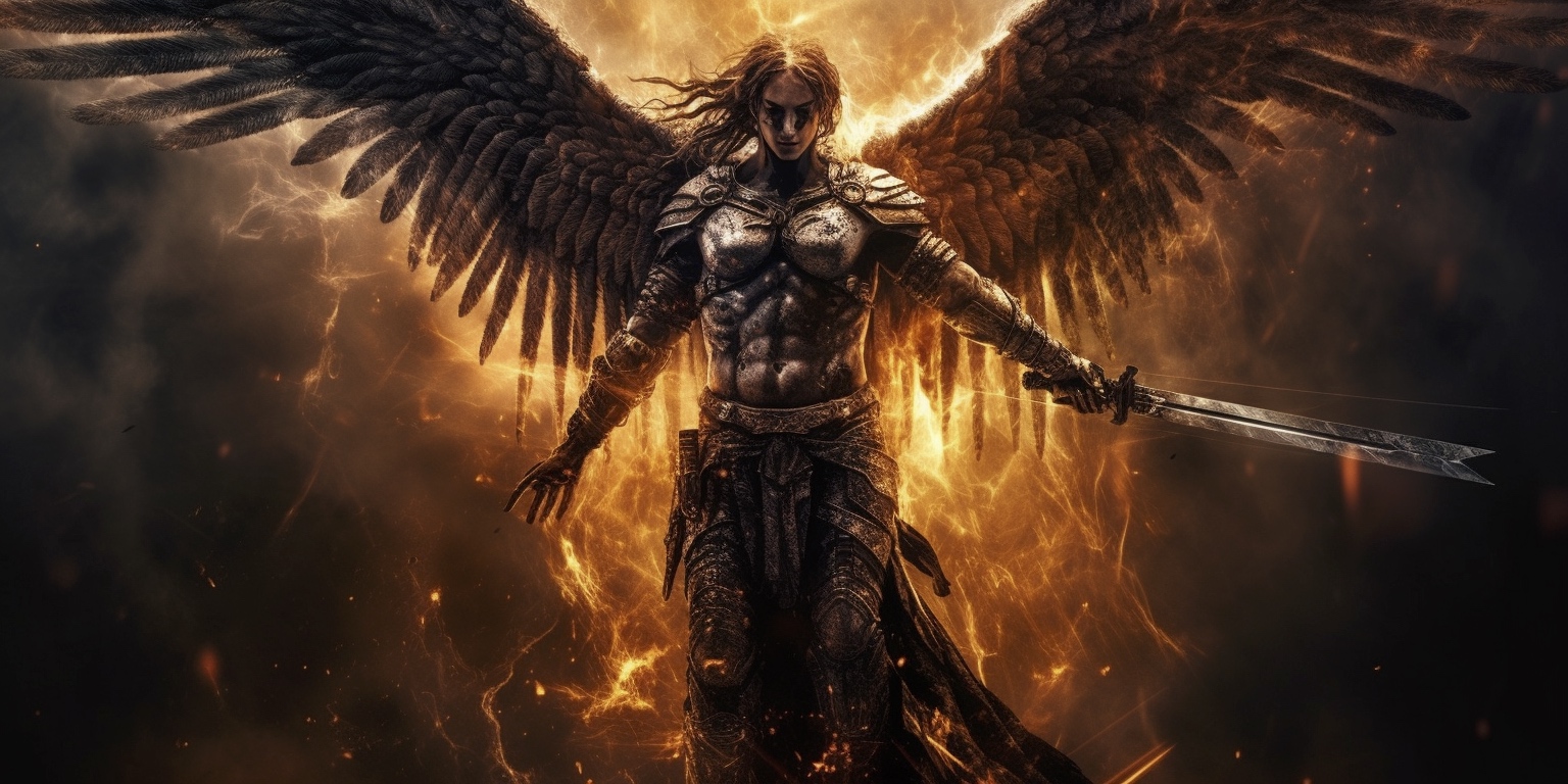 Renderman A cinematic pose of the archangel Michael locked in e41ccde6 fac7 49d5 85cb d637f7f29f25 0