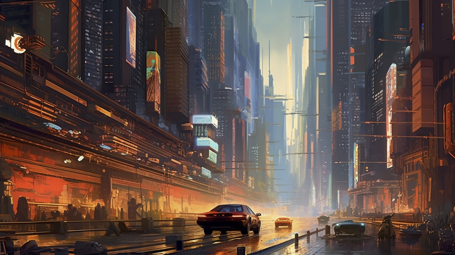 Renderman A futuristic cityscape with flying cars and skyscra 5522876b b8d4 454f a194 f8aa72319777 3