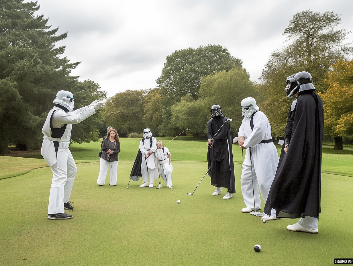 Renderman A humorous scene featuring Darth Vader on a golf co 1c9c254f 45ea 4148 938b d64129b977fd 0