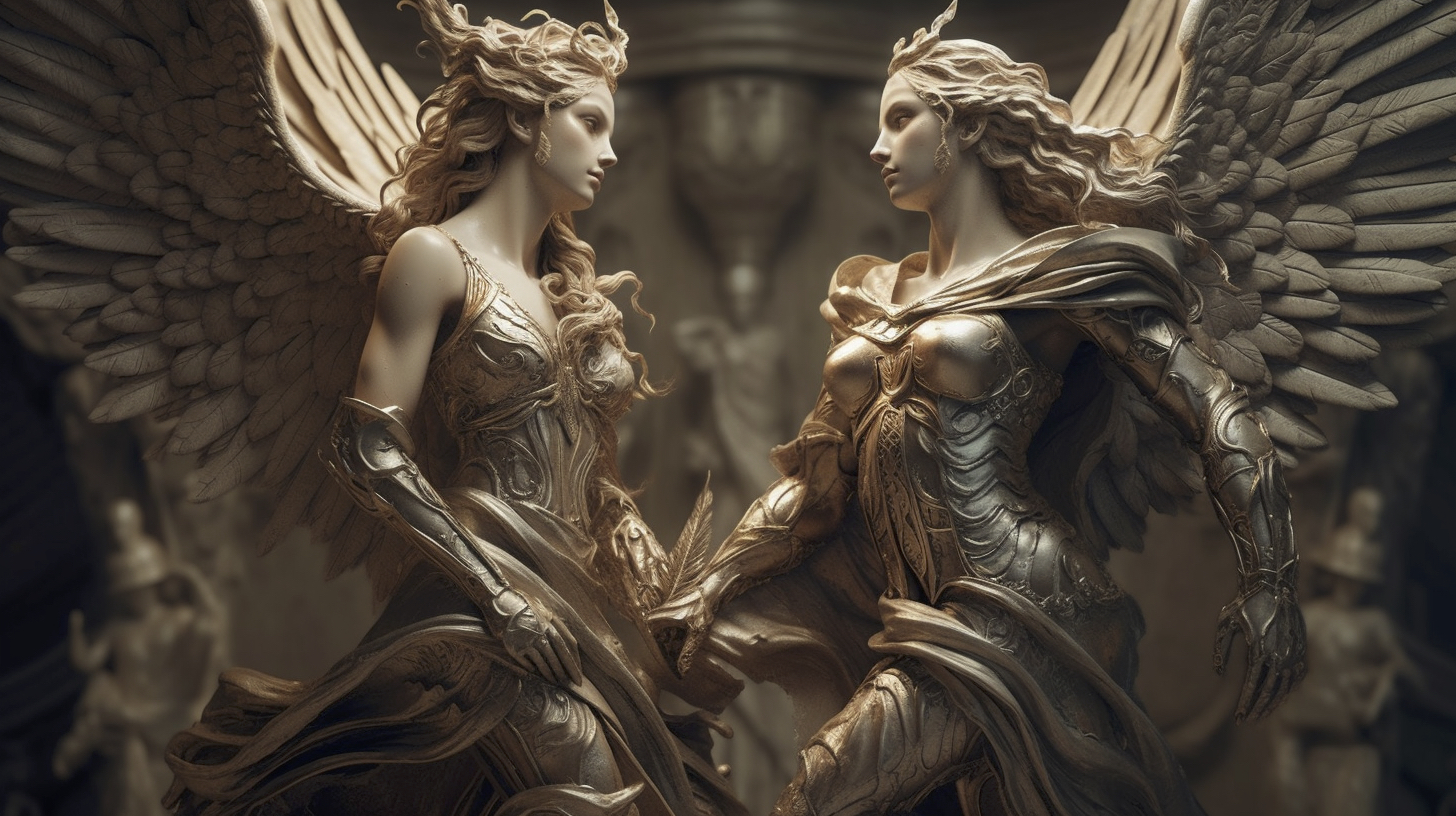 Renderman A powerful male and female angel stand side by side 6a91dd4b 8956 4748 aead 8bda39107a62 0