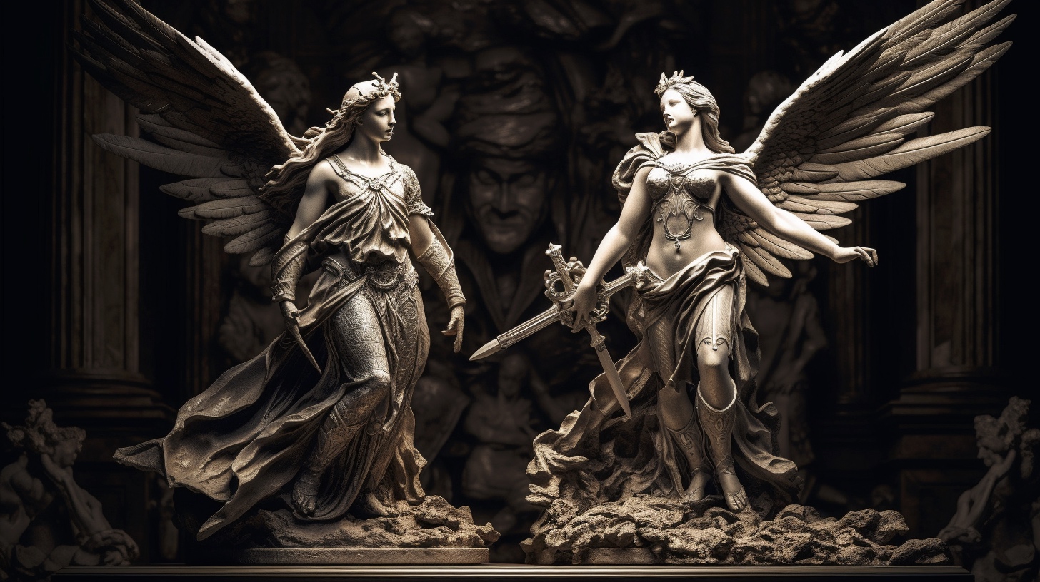 Renderman A powerful male and female angel stand side by side 6a91dd4b 8956 4748 aead 8bda39107a62 2