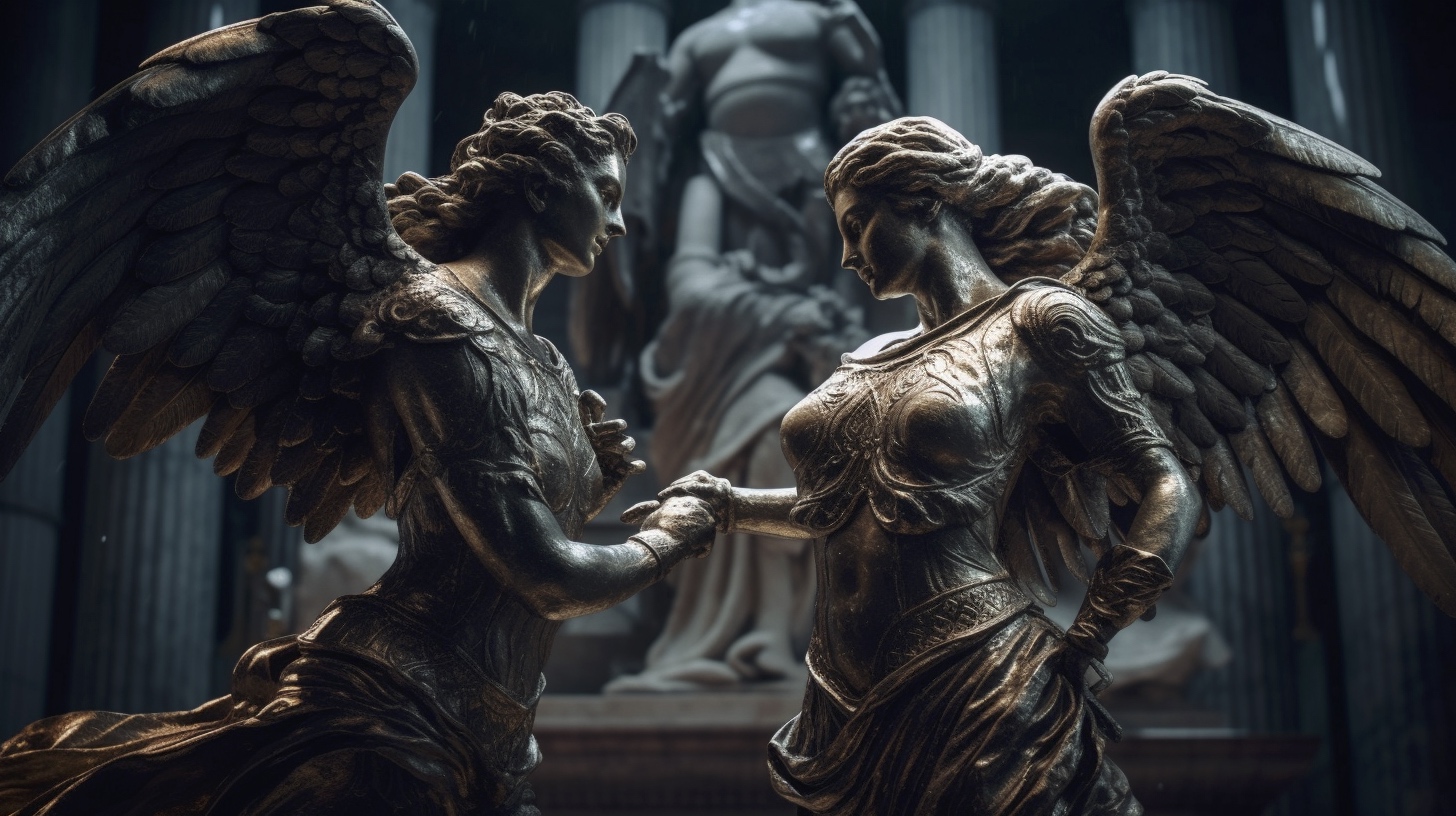 Renderman A powerful male and female angel stand side by side 6a91dd4b 8956 4748 aead 8bda39107a62 3