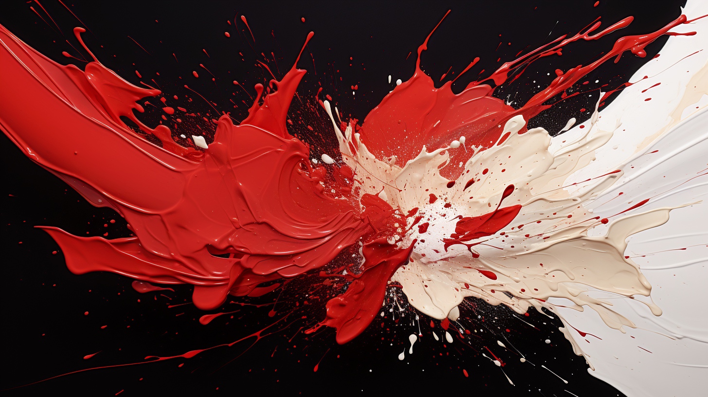 Renderman A vivid red paint splash striking a monochrome blac 5f40c3ac a1ac 4569 b805 152aeadf9439 0