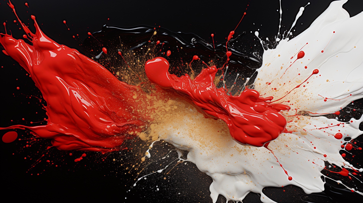 Renderman A vivid red paint splash striking a monochrome blac 5f40c3ac a1ac 4569 b805 152aeadf9439 3