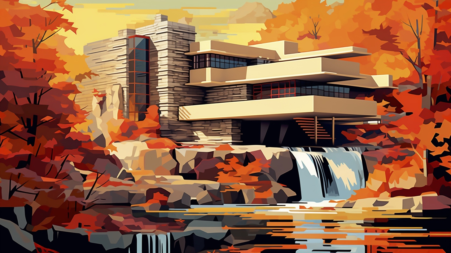 Renderman Abstract graphic of Frank Lloyd Wrights Falling Wat e0e6ce86 9f61 4278 aae1 724f14a4ed9d 1