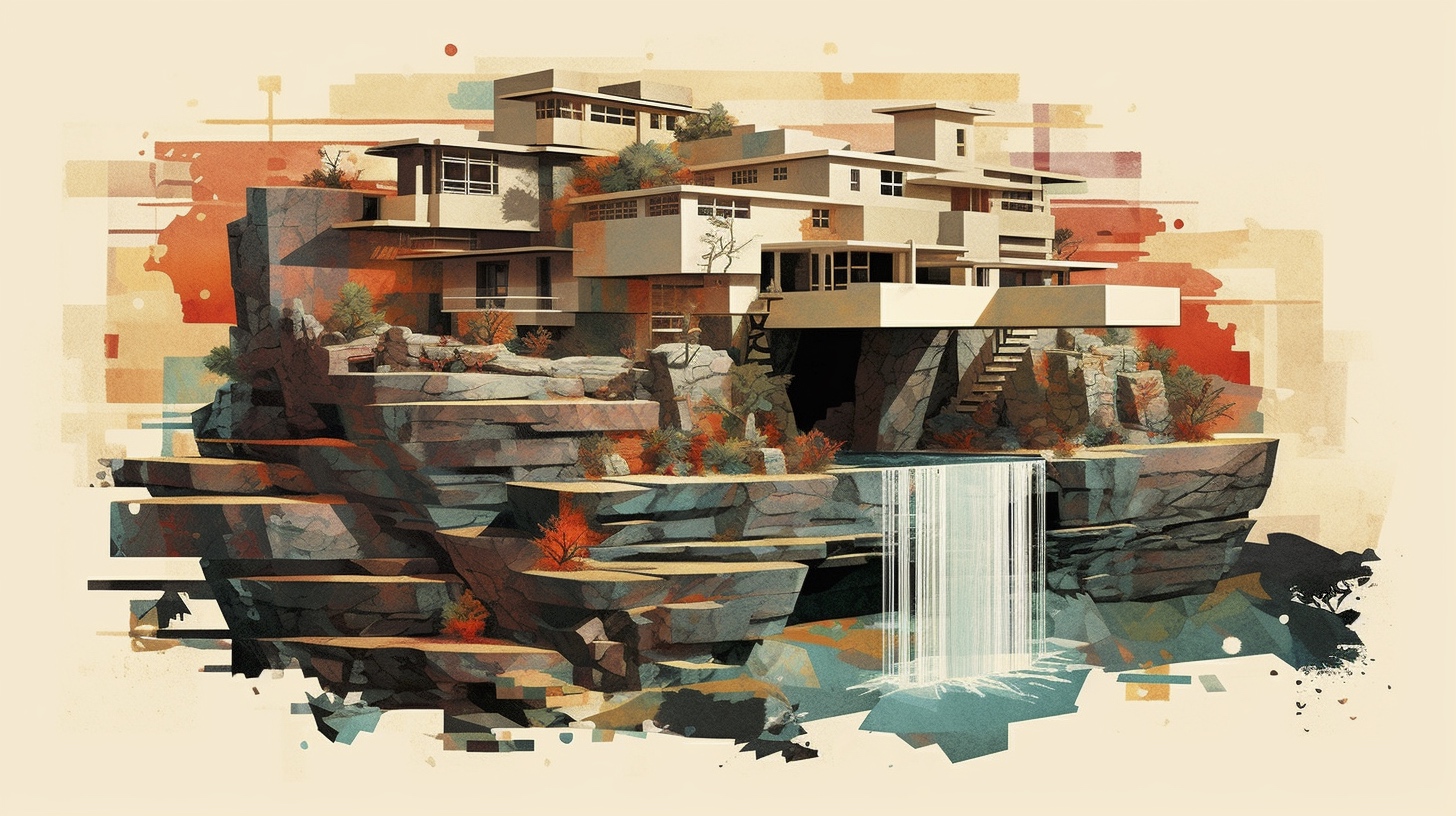 Renderman Abstract graphic of Frank Lloyd Wrights Falling Water 48e1e2d6 3a41 4ef3 b6c2 fc7eb4ac9eb9