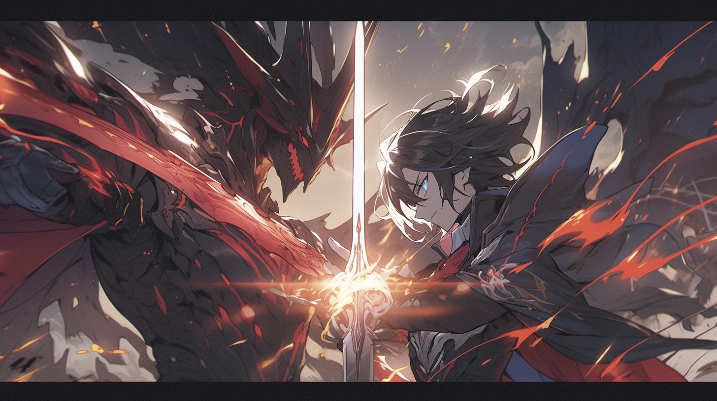 Renderman Anime battle scene featuring the Archangel Michael an db7c24bc 01e9 477f 9113 5f23b18e4431