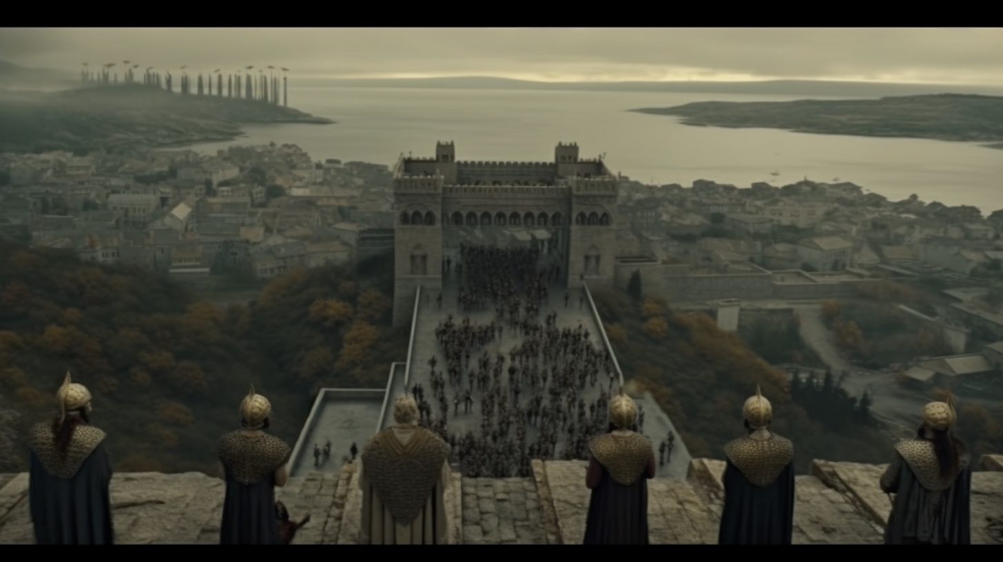 Renderman Cinematic still of a band of vikings standing atop  0826ee05 bf89 473b 8a27 0be5b80fca9b 3