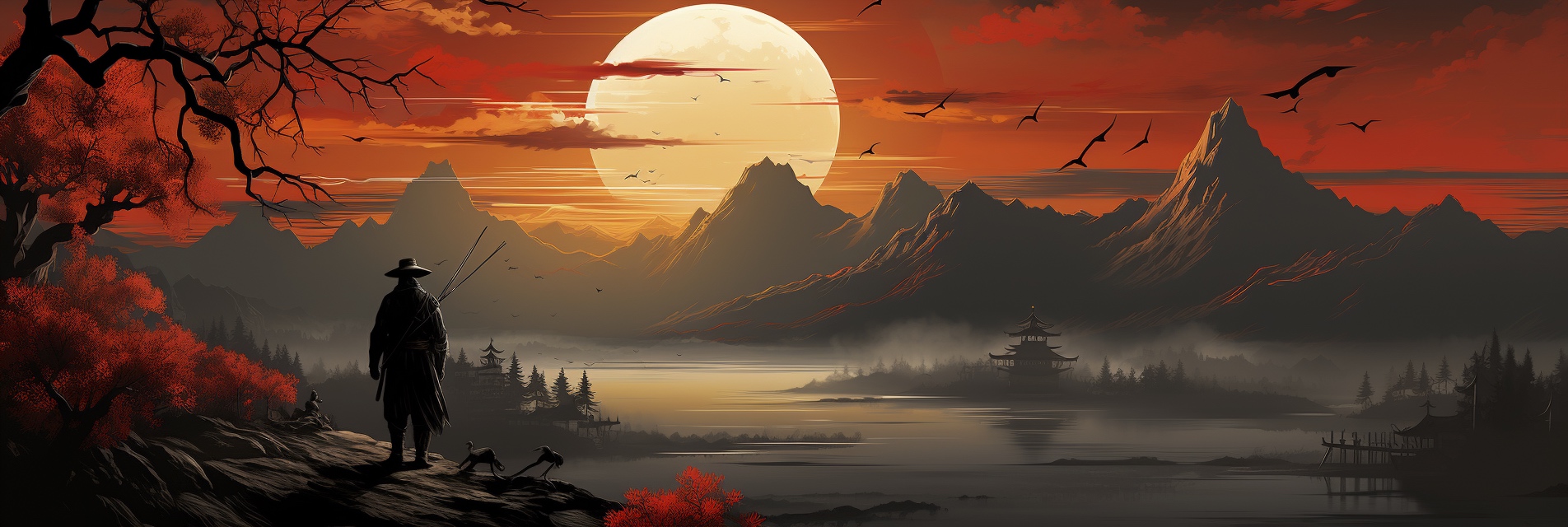 Renderman Detailed graphic of a cowboy facing a firey sunset  745cf16b c1c9 4d7d 9112 9fde6cf4c159 3