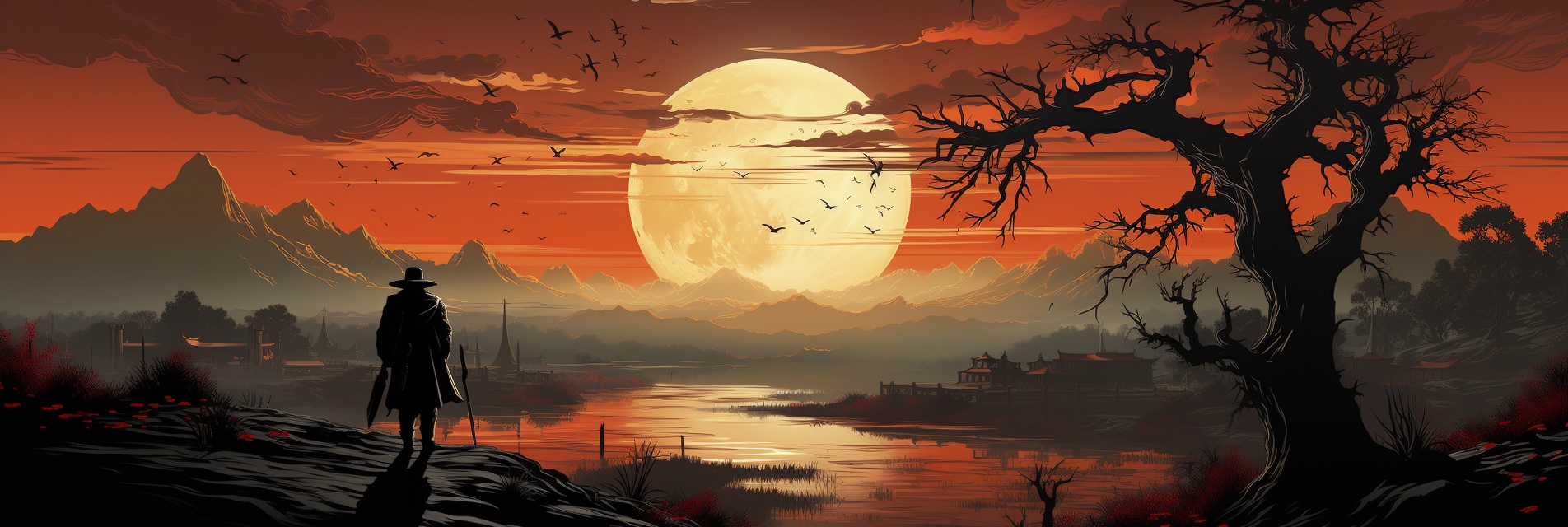 Renderman Detailed graphic of a cowboy facing the sunset holdin edebd290 b174 4e38 b495 5d76dac5df53