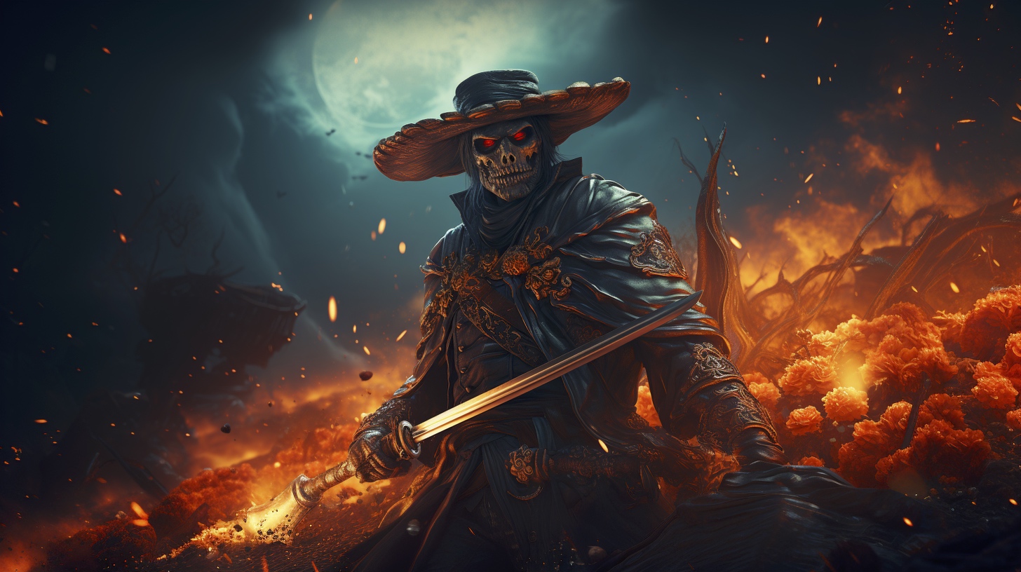 Renderman Detailed photo of a cowboy holding a samurai sword  48b54c16 39d7 4981 bad4 3df954ce2f06 3