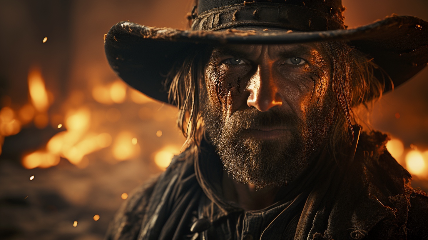 Renderman Detailed photo of a cowboy holding a samurai sword  d9ce7d65 c79f 418b 8bc4 24a40f3cb491 3