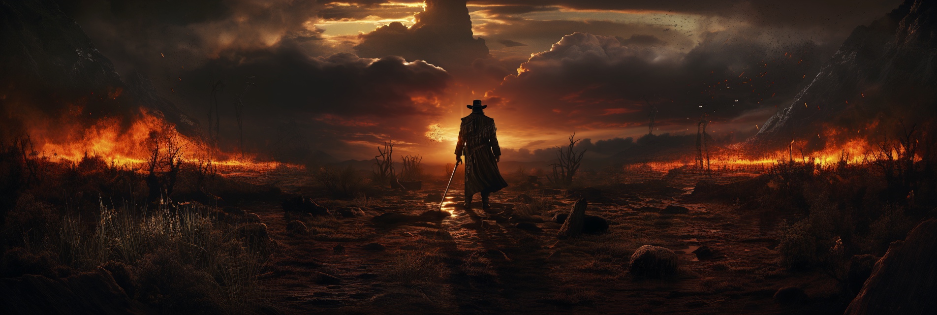 Renderman Detailed photo of a cowboy holding a samurai sword  e2216839 cdde 47b2 9c32 d9f55fe8fa7d 3