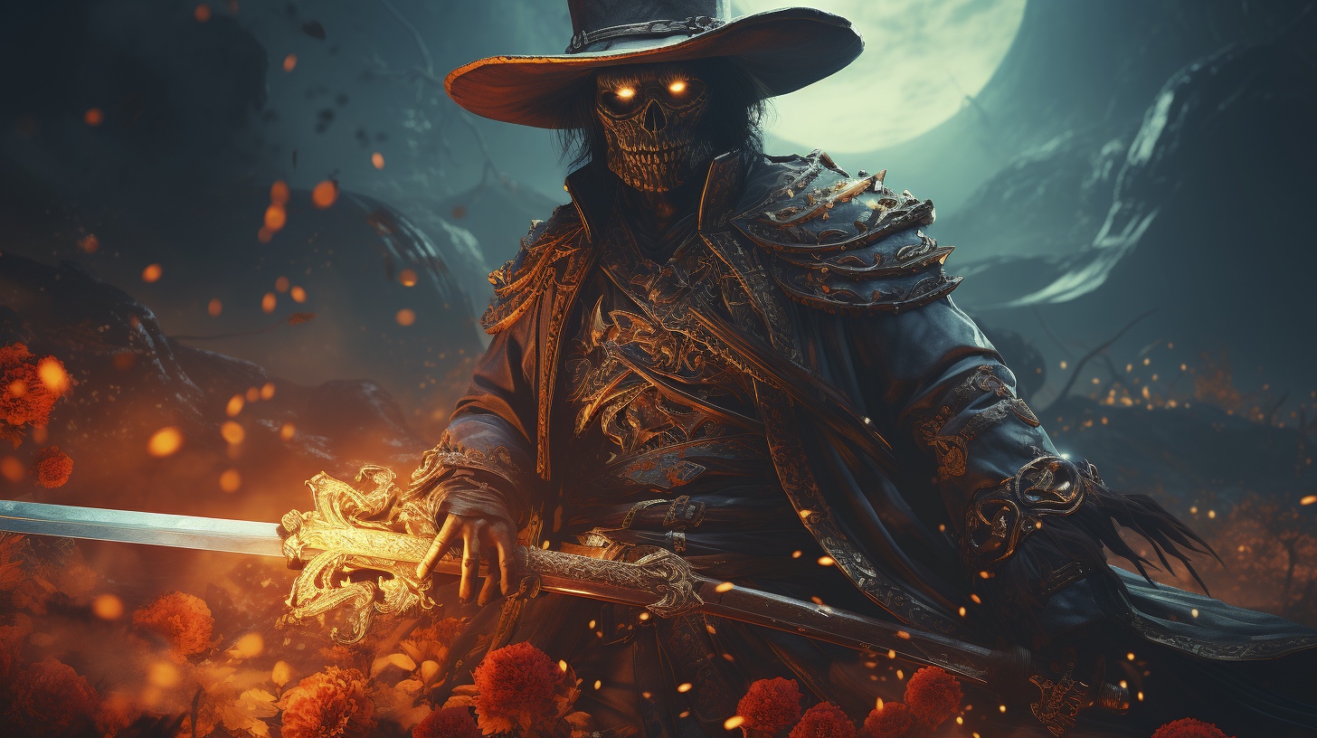 Renderman Detailed photo of a cowboy holding a samurai sword in 64dbf107 5367 4428 992a fe374e23608f