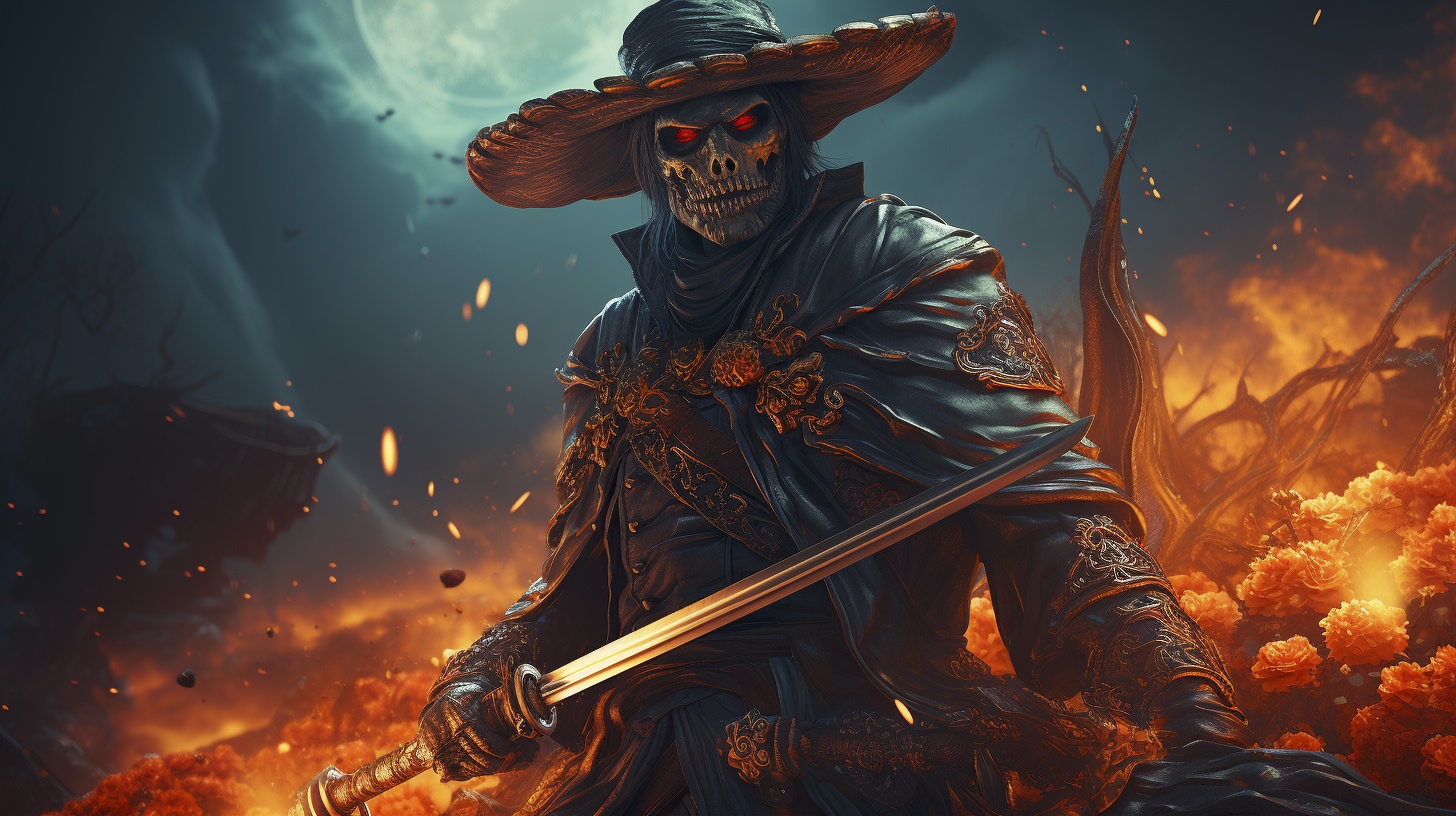 Renderman Detailed photo of a cowboy holding a samurai sword in 6beeb609 771a 42fe ad8f c4f70fa47cfb