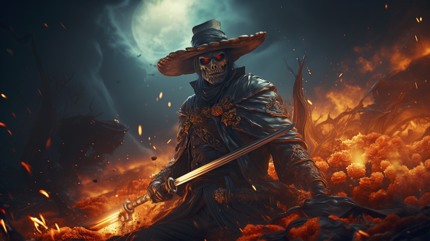 Renderman Detailed photo of a cowboy holding a samurai sword in b18fead4 ae88 4043 acc3 8b4cdc943242