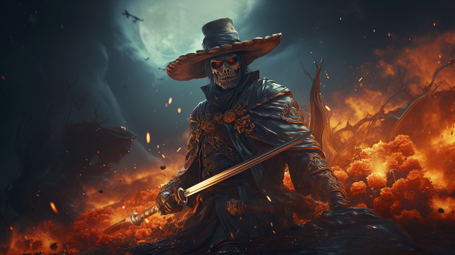Renderman Detailed photo of a cowboy holding a samurai sword in b58f7553 967d 4a9d a5eb 68446c675b36