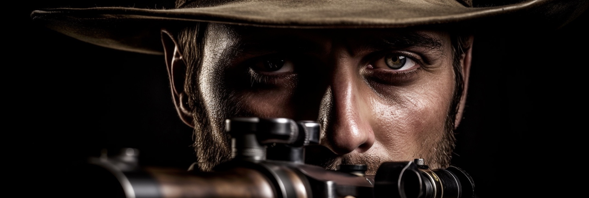 Renderman Detailed photograph of a cowboy holding an AR 15 capt f25523ee b9e0 4767 abd6 c0f02c501e11