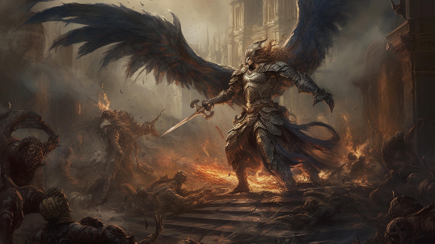 Renderman Dramatic battle scene featuring the Archangel Micha 8f2691f9 6709 42ee b295 450c71223aef 0