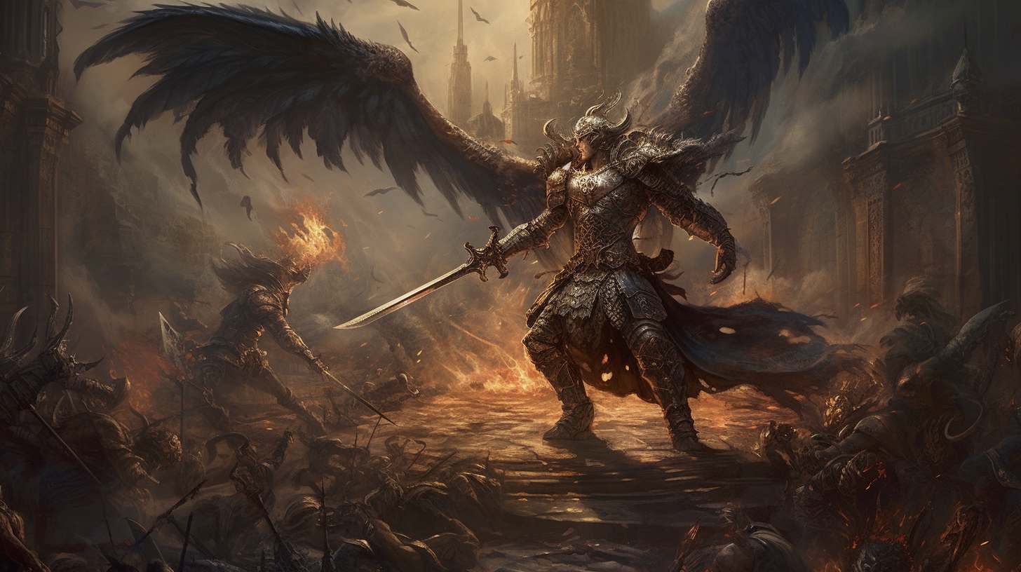 Renderman Dramatic battle scene featuring the Archangel Micha 8f2691f9 6709 42ee b295 450c71223aef 1