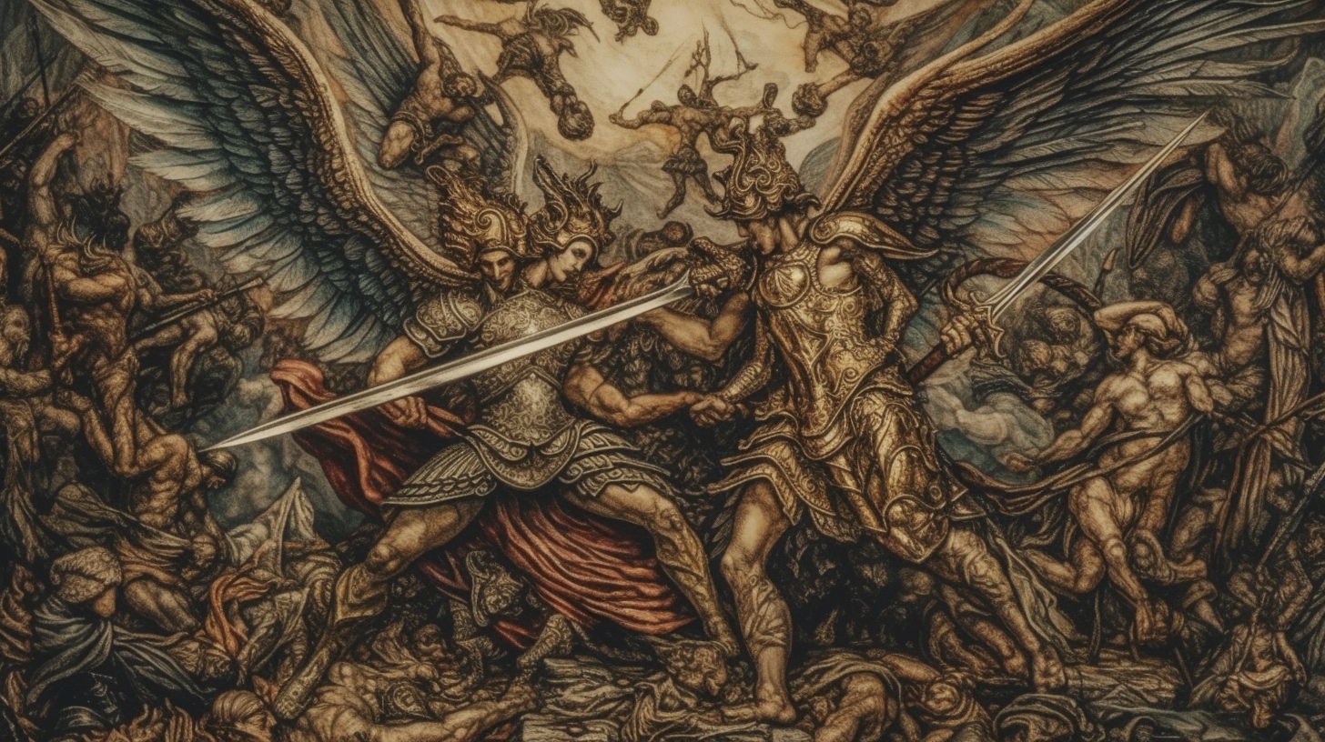 Renderman Dramatic battle scene featuring the Archangel Micha dd30d4ef 7a8b 4e3c a40f 247f52e5d49b 0