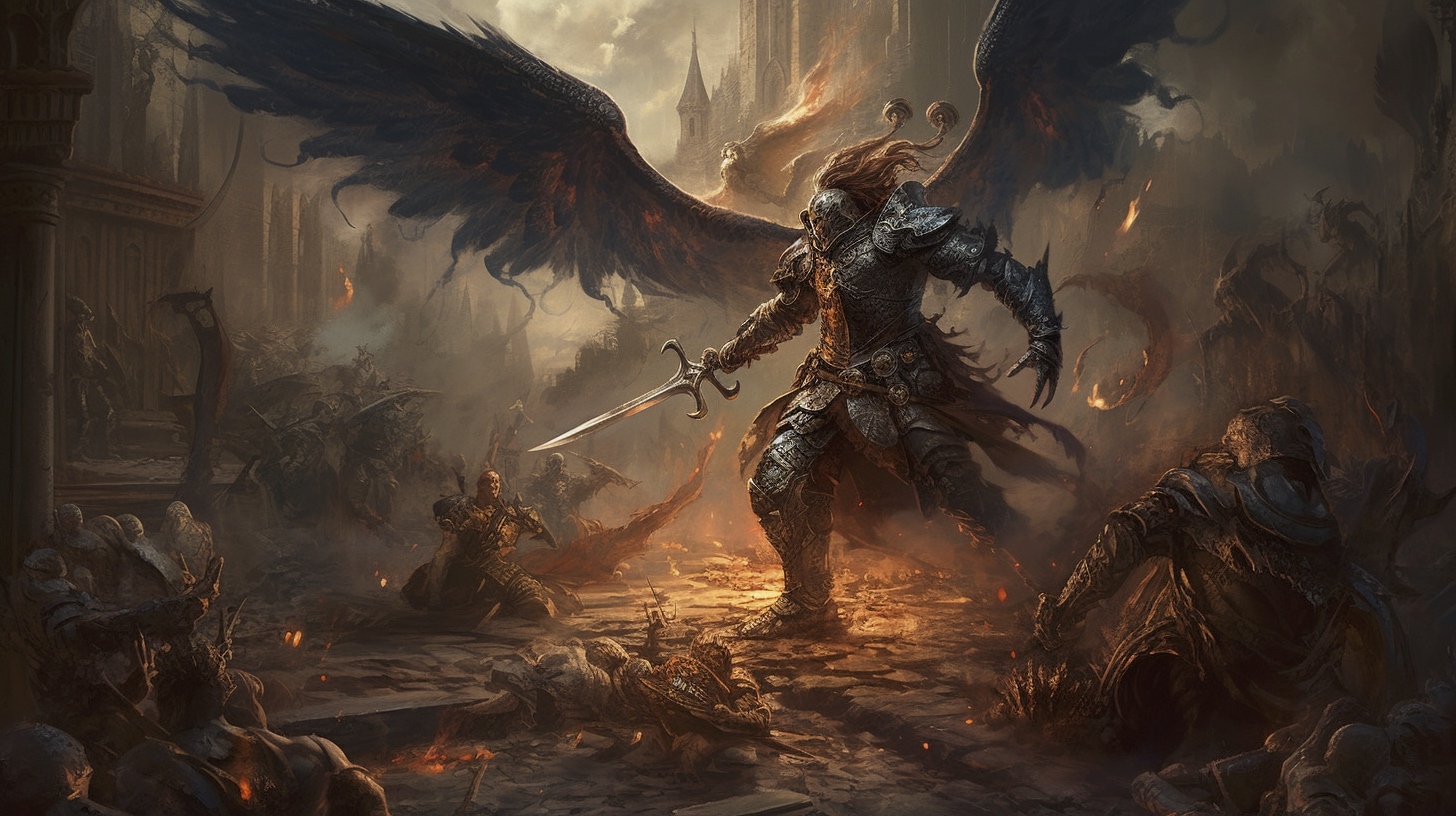 Renderman Dramatic battle scene featuring the Archangel Micha e8fdf2b7 401c 4e57 b1ce bfde73b75c43 0