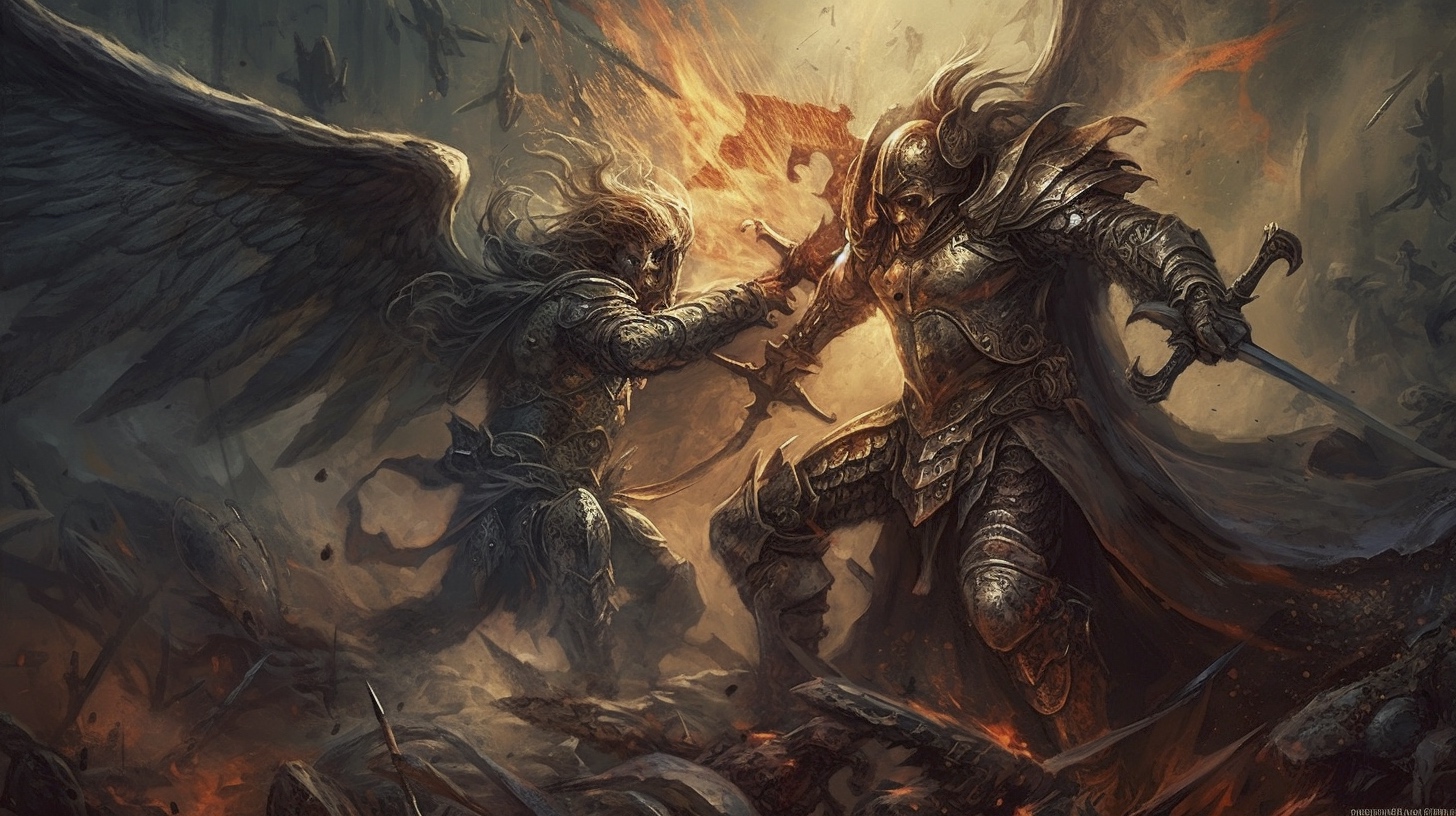 Renderman Dramatic battle scene of the archangel Michael lock 161eeb1f 65b5 494c 8813 2d472336c368 1