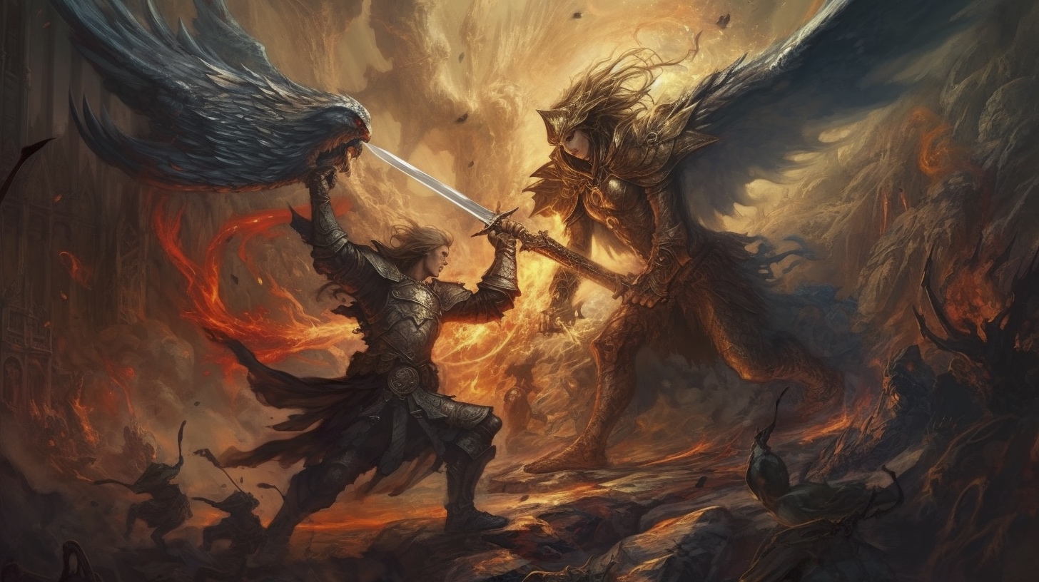 Renderman Dramatic battle scene of the archangel Michael lock 161eeb1f 65b5 494c 8813 2d472336c368 3