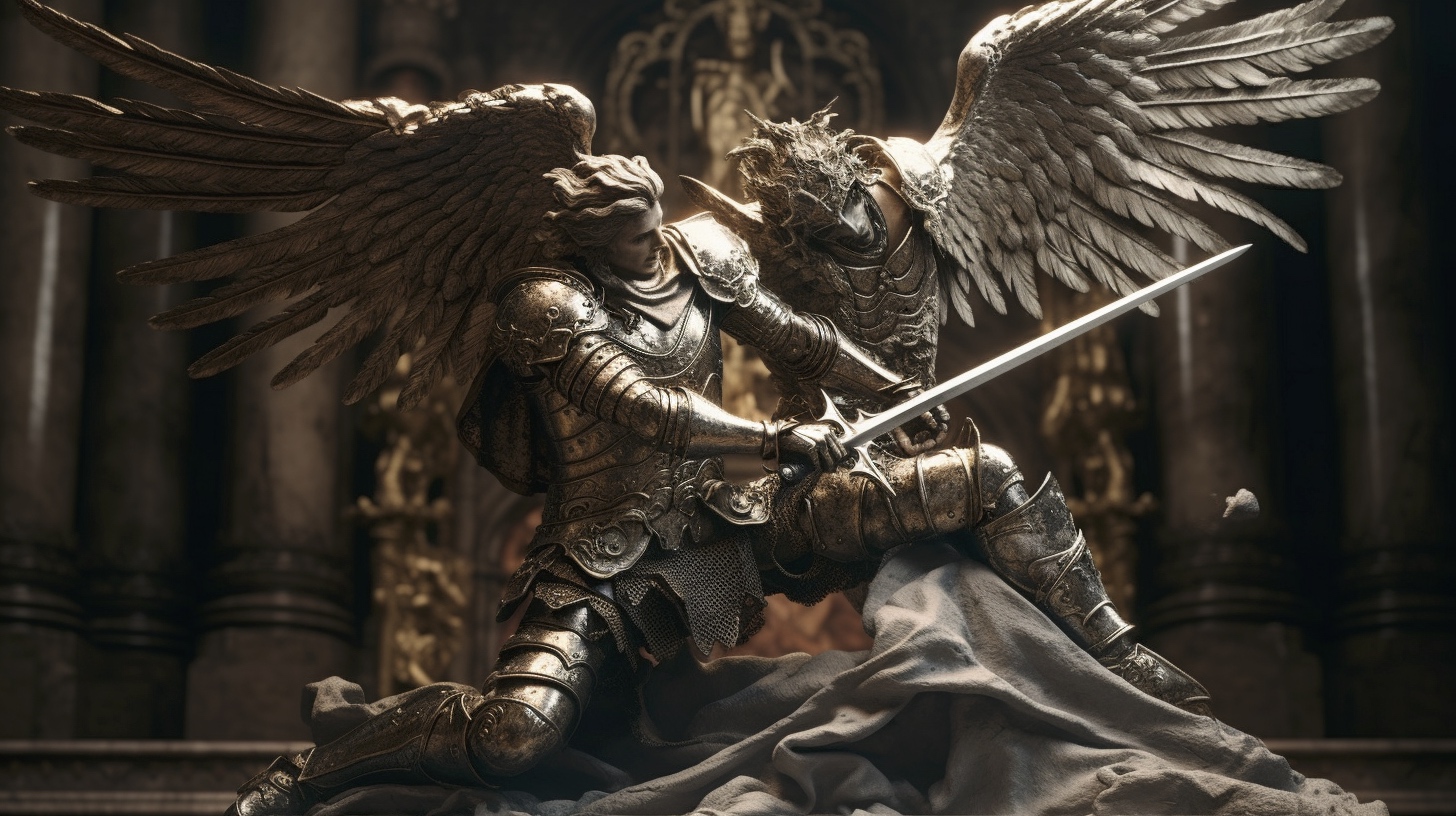 Renderman Dramatic battle scene of the archangel Michael lock 2460d97c 5b5c 4a8e 9eb1 a568df26a7e8 0
