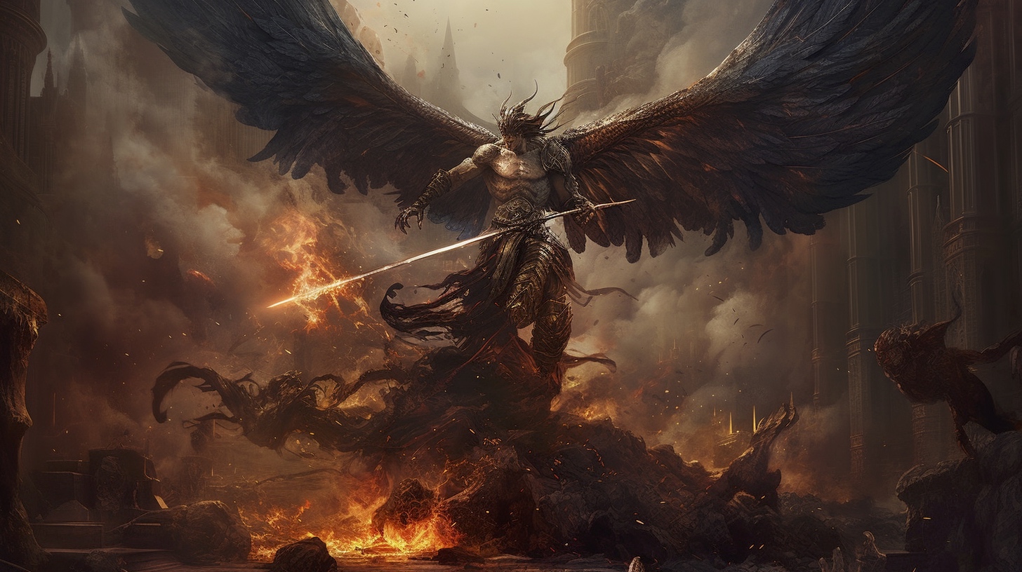 Renderman Dramatic battle scene of the archangel Michael lock 5f004ce1 54ab 4cbd b048 97edbe6c2dfd 3