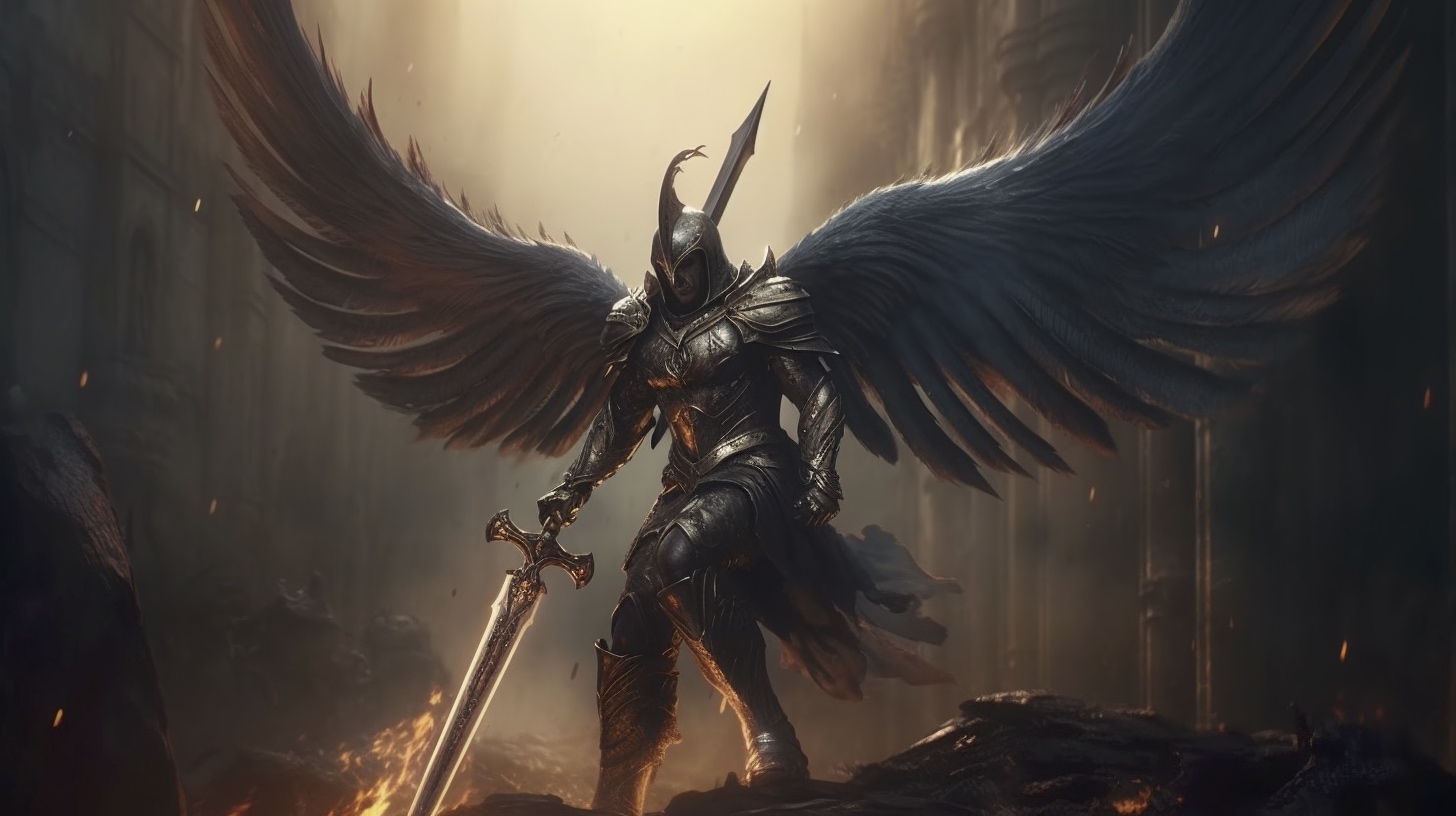 Renderman Dramatic battle scene of the archangel Michael lock bd19f1d5 648a 4734 ae9d d9e978b8e3dd 0