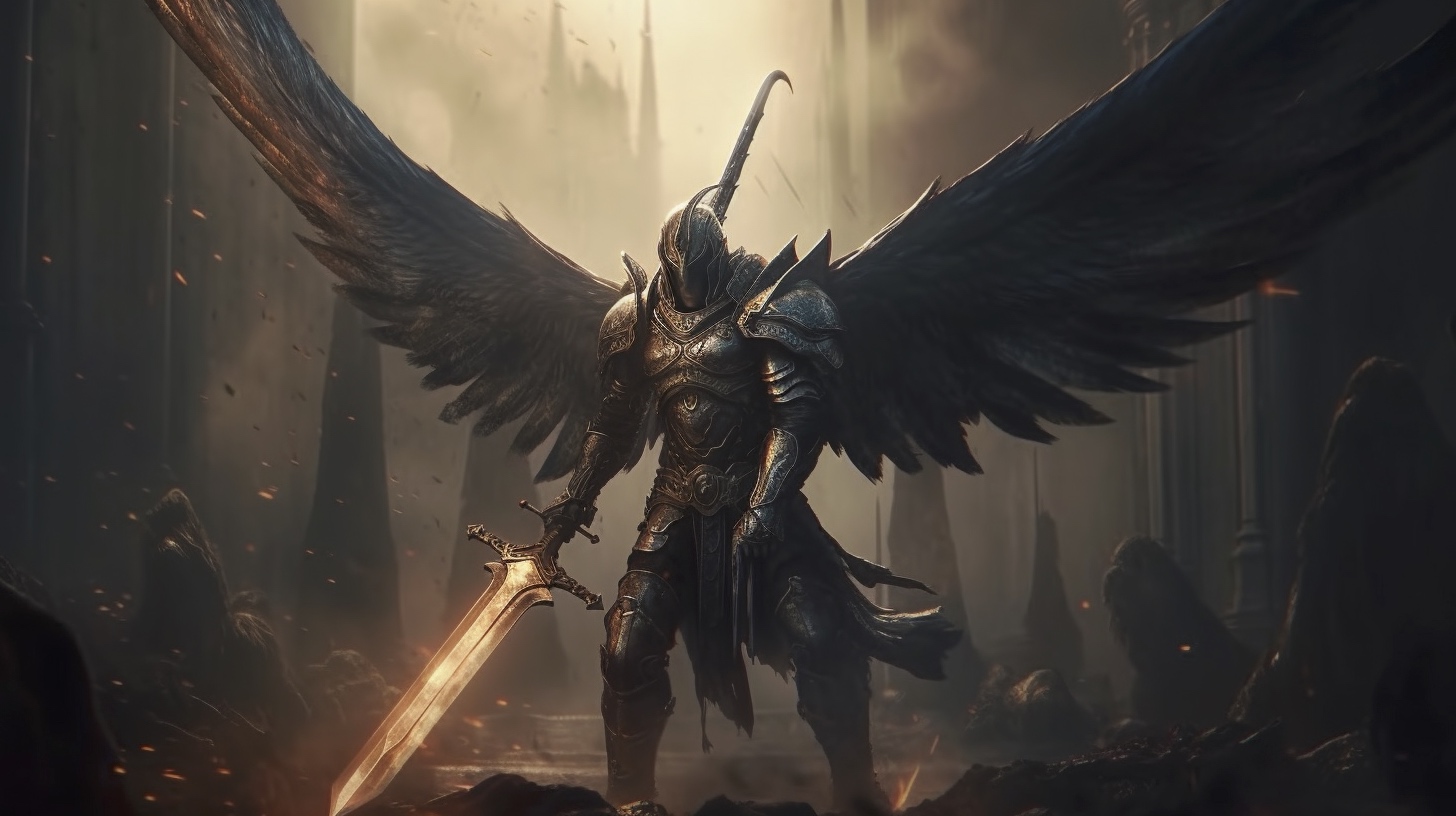 Renderman Dramatic battle scene of the archangel Michael lock bd19f1d5 648a 4734 ae9d d9e978b8e3dd 3
