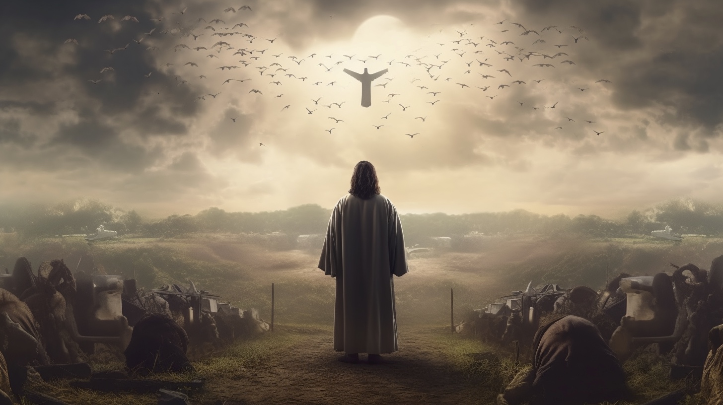 Renderman Epic and detailed wide angle shot of Jesus Christ t 1ed814ce 5af3 4d8b 96a2 a8772d260960 0