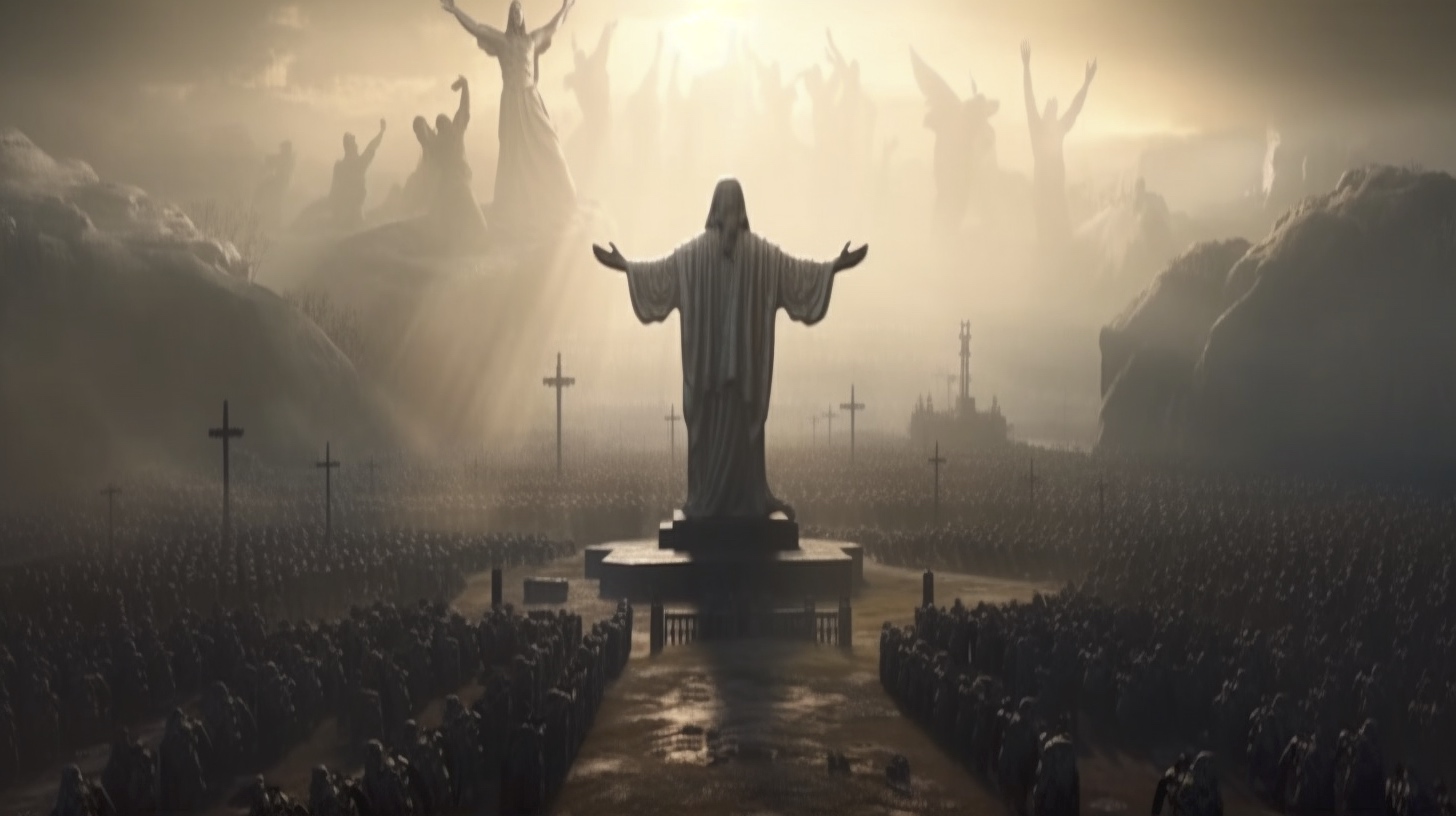 Renderman Epic and detailed wide angle shot of Jesus Christ t 1ed814ce 5af3 4d8b 96a2 a8772d260960 2