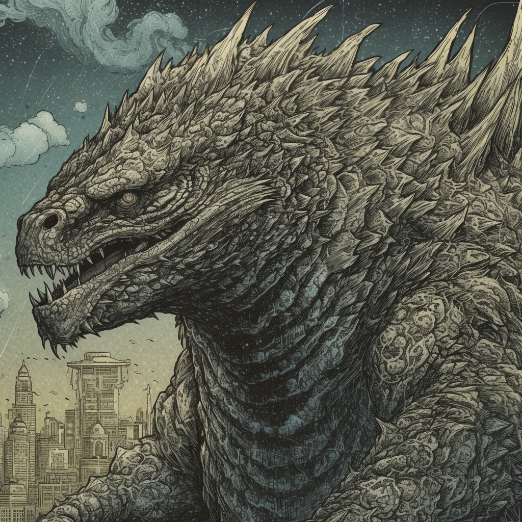 Renderman Godzilla detailed in art style   quality 2   styliz bd077f84 4bef 4820 8028 22a62feea5d0 1