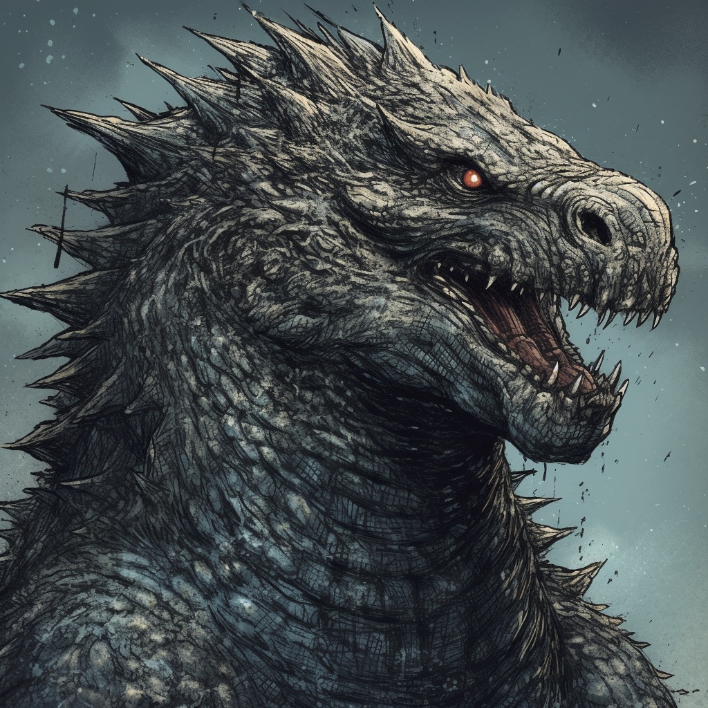 Renderman Godzilla detailed in art style   quality 2   styliz bd077f84 4bef 4820 8028 22a62feea5d0 2