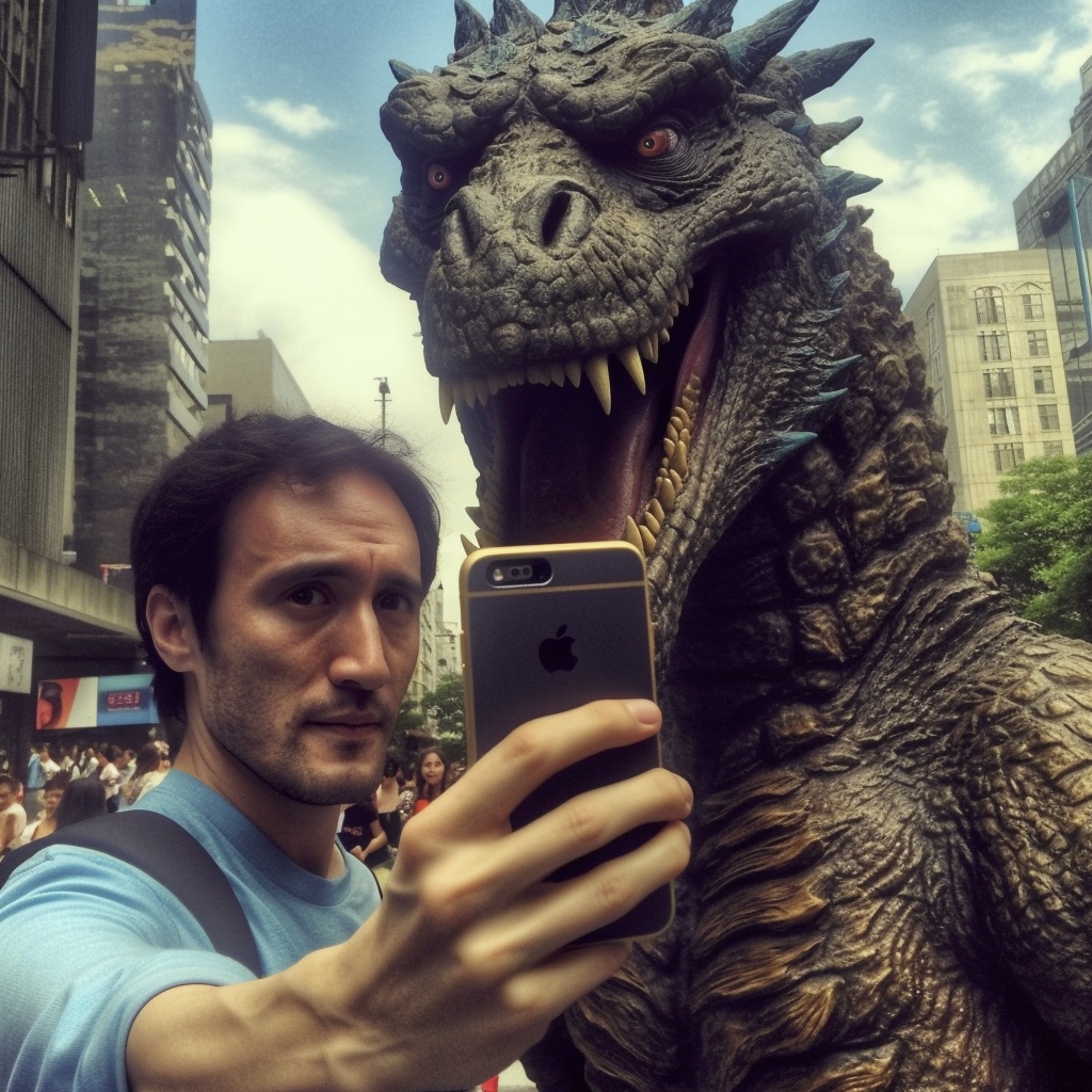 Renderman Godzilla selfie   quality 2   stylize 750   v 5 6fe5fc88 f188 4daa 96c6 39f9afa9cec9 1